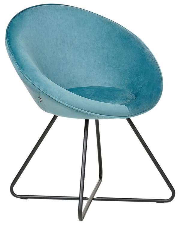 Accentstol Blå møbeltrekk Fløyel Rund Sete Retro Minimalistisk