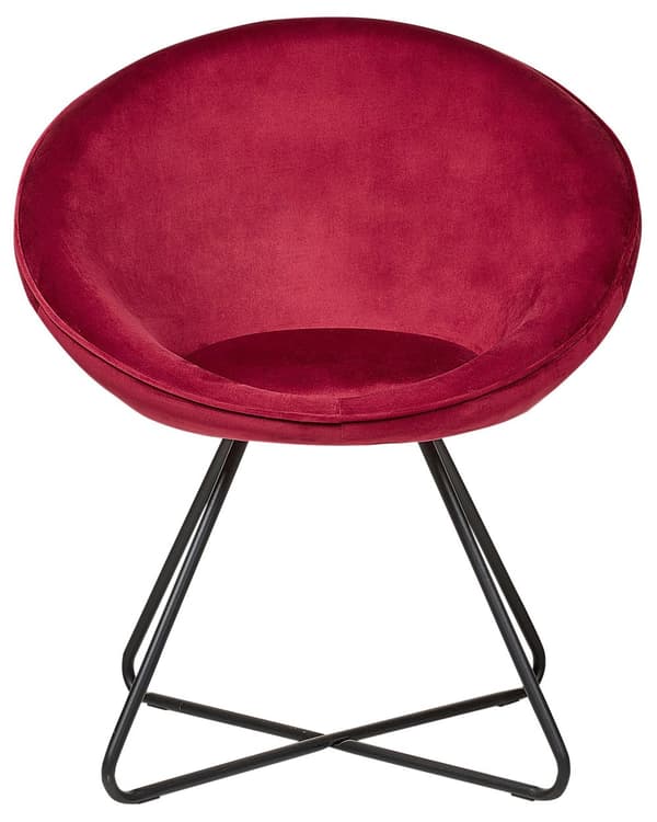 Accentstol rød møbeltrekk fløyel rund sete Retro minimalistisk