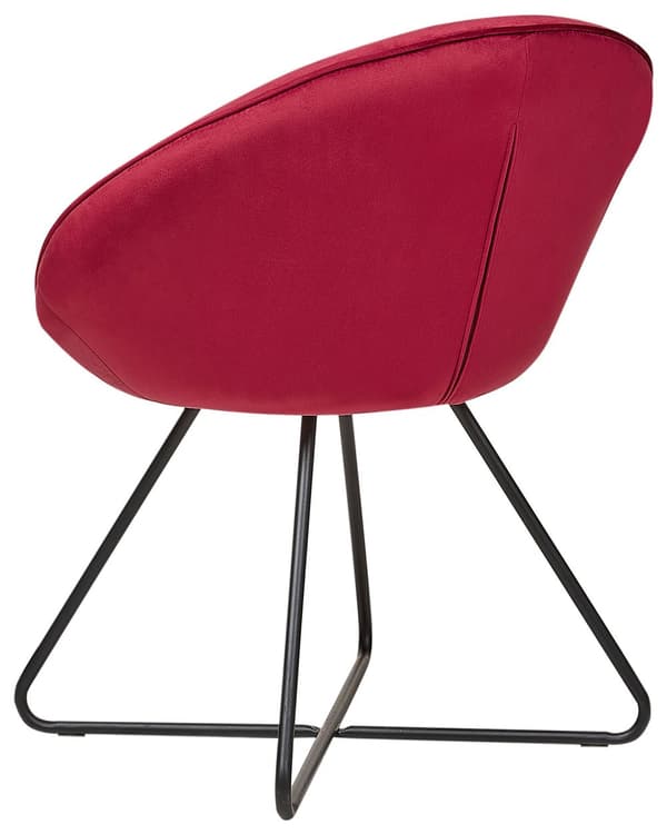 Accentstol rød møbeltrekk fløyel rund sete Retro minimalistisk