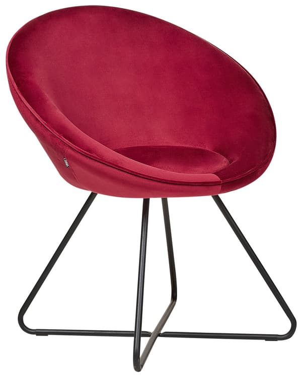 Accentstol rød møbeltrekk fløyel rund sete Retro minimalistisk