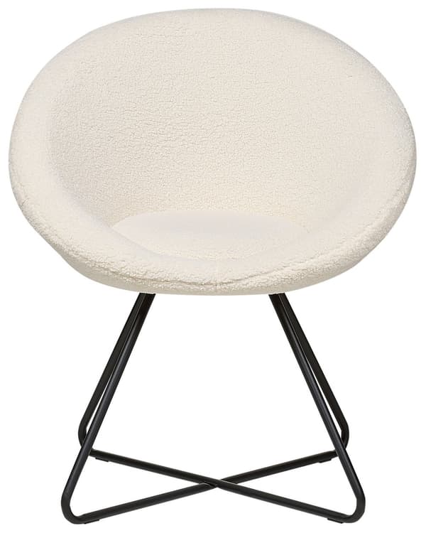 Accentstol Off-White Boucle-kledning Rund kremfarget sete Retro Minimalistisk