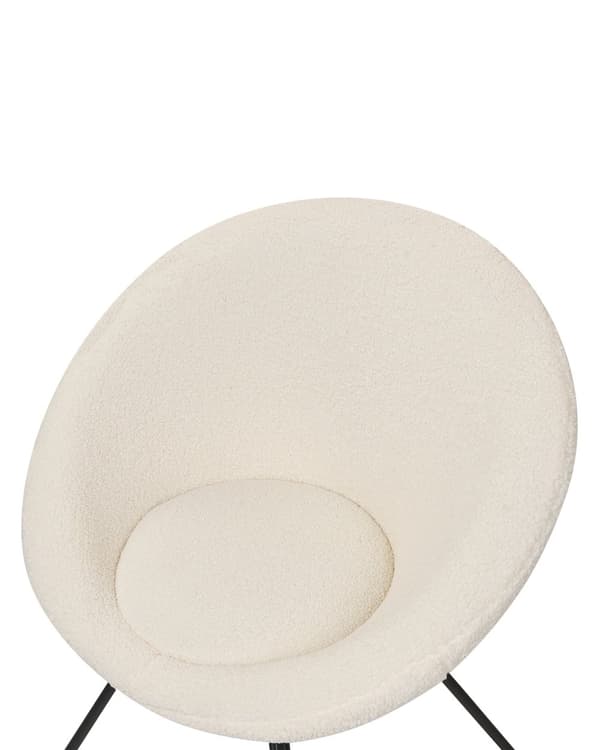 Accentstol Off-White Boucle-kledning Rund kremfarget sete Retro Minimalistisk