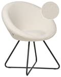 Miniatyrbilde 1 av 9: Accentstol Off-White Boucle-kledning Rund kremfarget sete Retro Minimalistisk