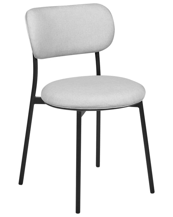 Spisebordsstol Grå Polyester Sæt af 2 Polstrede Stofstole til Spisestue Spisestuestol til Indendørs Spisestol Indretning