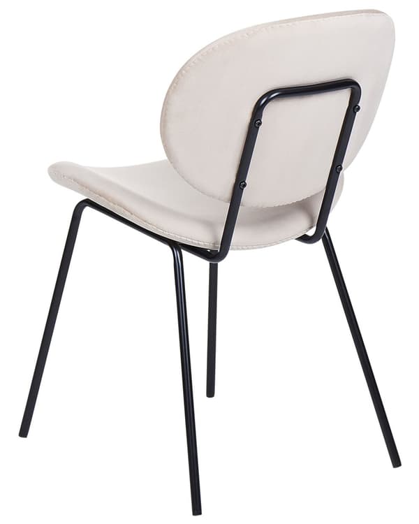 Spisebordsstol Beige Velour Sæt af 2 Polstrede Spisestole uden Armlæn til Spisestue Køkken Stofstole Indretning Velour stol Skandinavisk