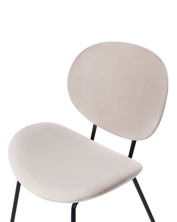 Spisebordsstol Beige Velour Sæt af 2 Polstrede Spisestole uden Armlæn til Spisestue Køkken Stofstole Indretning Velour stol Skandinavisk