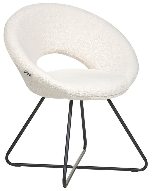 Lenestol Hvit Boucléstoff Svart metallramme Uten armlener Retro design Hvilestol