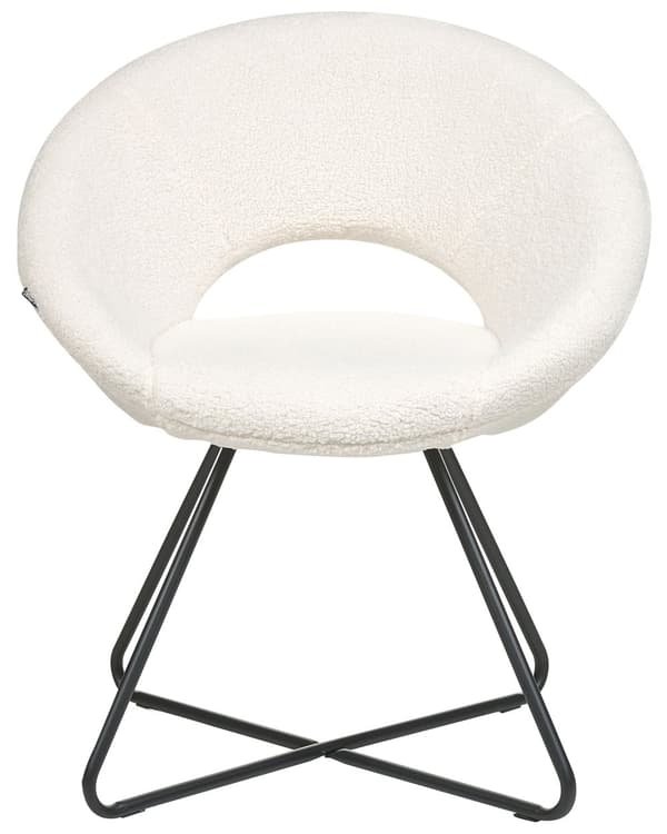 Loungestol Off-white Velour Rund Polstret Velourstol Design Venterumsstol til Venteværelse Indretning Clubstol