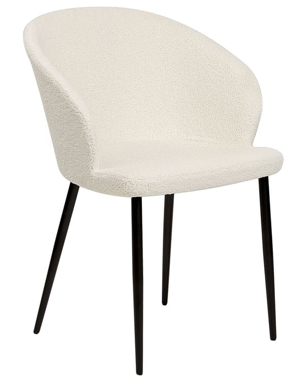 Sett med 2 spisestoler Off-White Boucle polstret med svarte ben Retro Style Living Space møbler
