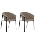 Miniatyrbilde 4 av 10: Sett med 2 Spisestoler Taupe Beige Boucle stoffkledning Moderne moderne design spisestue sitteplasser