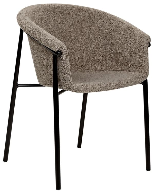 Sett med 2 Spisestoler Taupe Beige Boucle stoffkledning Moderne moderne design spisestue sitteplasser