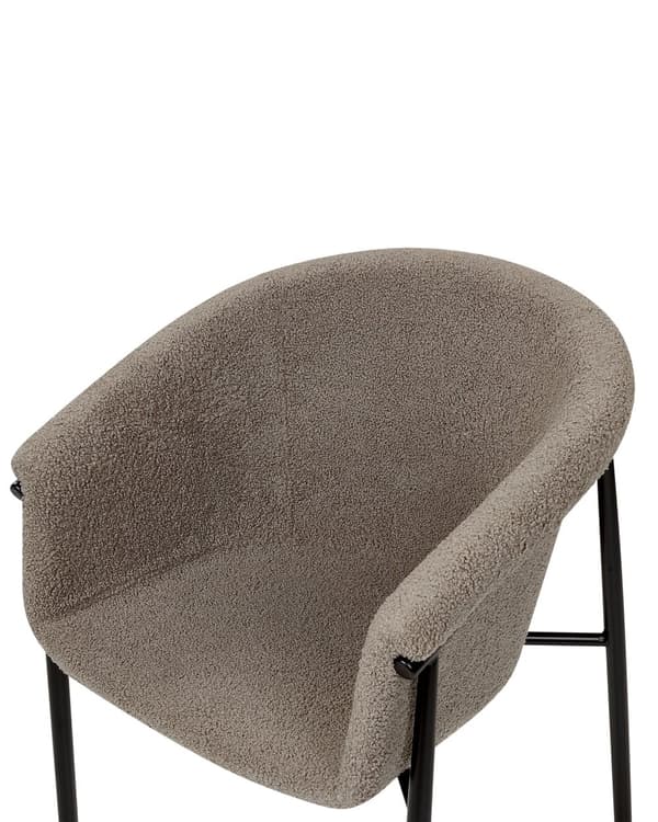 Sett med 2 Spisestoler Taupe Beige Boucle stoffkledning Moderne moderne design spisestue sitteplasser