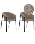 Miniatyrbilde 1 av 10: Sett med 2 Spisestoler Taupe Beige Boucle stoffkledning Moderne moderne design spisestue sitteplasser