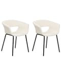 Miniatyrbilde 4 av 10: Sett med 2 spisestuestoler Off-White Boucle-seter Armless metallben til spisestue Kjøkken