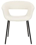 Miniatyrbilde 6 av 10: Sett med 2 spisestuestoler Off-White Boucle-seter Armless metallben til spisestue Kjøkken