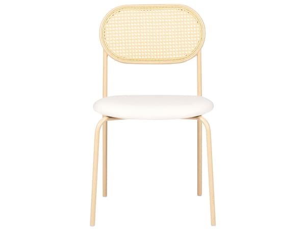 Sett med 2 Spisestoler Metallramme Lyst Tre Beige Stoffsete Wienerflette Ryggstøtte Retro Sitteplasser