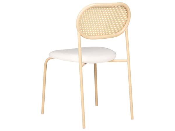 Sett med 2 Spisestoler Metallramme Lyst Tre Beige Stoffsete Wienerflette Ryggstøtte Retro Sitteplasser