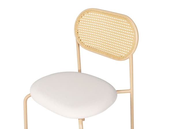 Sett med 2 Spisestoler Metallramme Lyst Tre Beige Stoffsete Wienerflette Ryggstøtte Retro Sitteplasser
