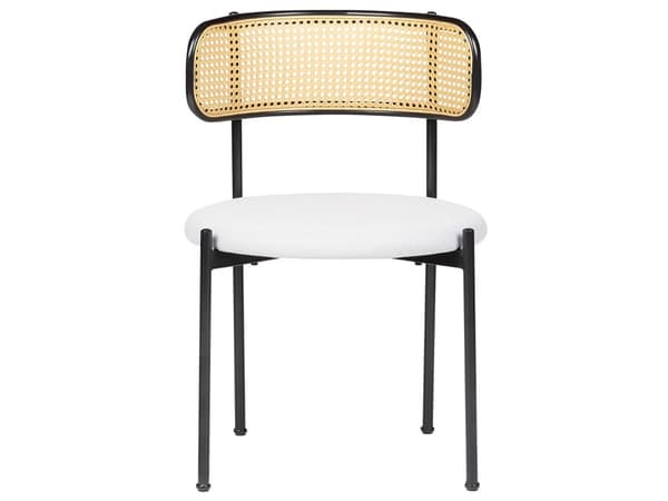 Sett med 2 Spisestoler med Svart metallramme og grått stoffsete med wienerflettsryggstøtte Retro