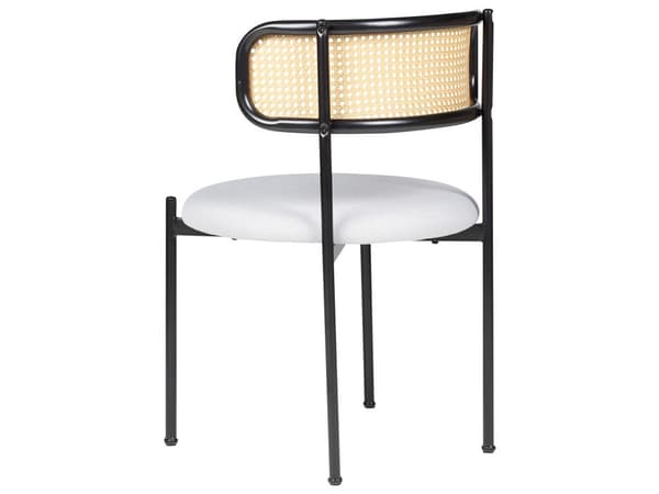 Sett med 2 Spisestoler med Svart metallramme og grått stoffsete med wienerflettsryggstøtte Retro