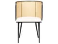 Miniatyrbilde 5 av 10: Sett med 2 spisestuestoler Svart metallramme Beige stoffsete Ryggstøtte med wienerfletning Retro-sitteplasser