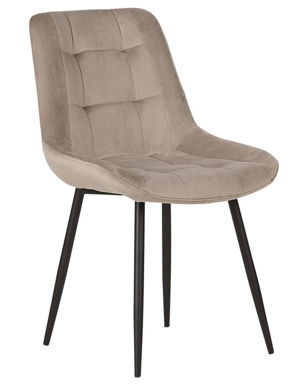 Spisebordsstol Taupe Velour Sæt af 2 Polstrede Velourstole til Spisestue Spisestuestol til Indendørs Spisestol Indretning