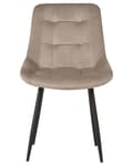Miniatyrbillede 5 af 9: Spisebordsstol Taupe Velour Sæt af 2 Polstrede Velourstole til Spisestue Spisestuestol til Indendørs Spisestol Indretning