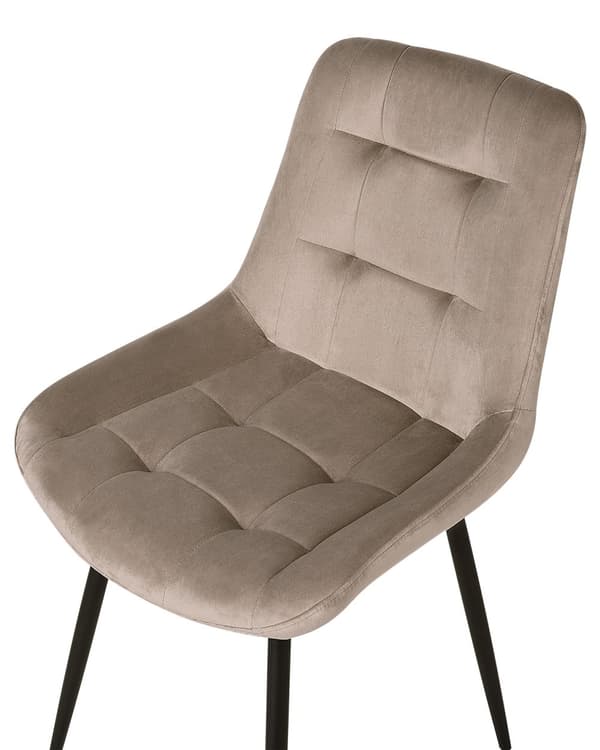 Spisebordsstol Taupe Velour Sæt af 2 Polstrede Velourstole til Spisestue Spisestuestol til Indendørs Spisestol Indretning