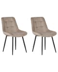 Miniatyrbillede 1 af 9: Spisebordsstol Taupe Velour Sæt af 2 Polstrede Velourstole til Spisestue Spisestuestol til Indendørs Spisestol Indretning