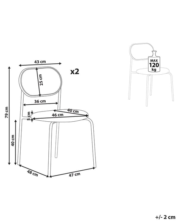 Sæt med 2 spisebordsstole Sort metalstel Grønt stofsæde Ryglæn med wienerflet Retro Stil