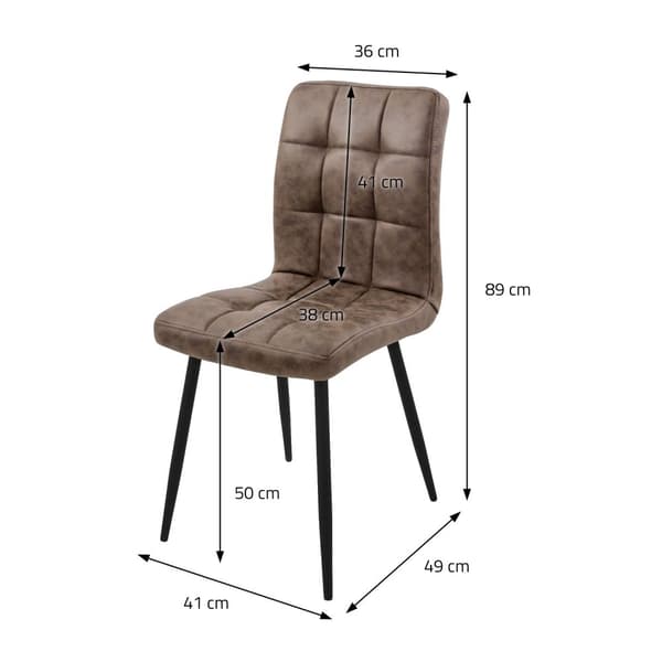Ruokailutuolin 4 kpl ruskea keinonahkaverhoilu metallijaloilla sis. kokoonpanomateriaalin ML-Design