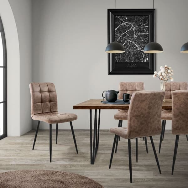 Ruokailutuolin 4 kpl ruskea keinonahkaverhoilu metallijaloilla sis. kokoonpanomateriaalin ML-Design