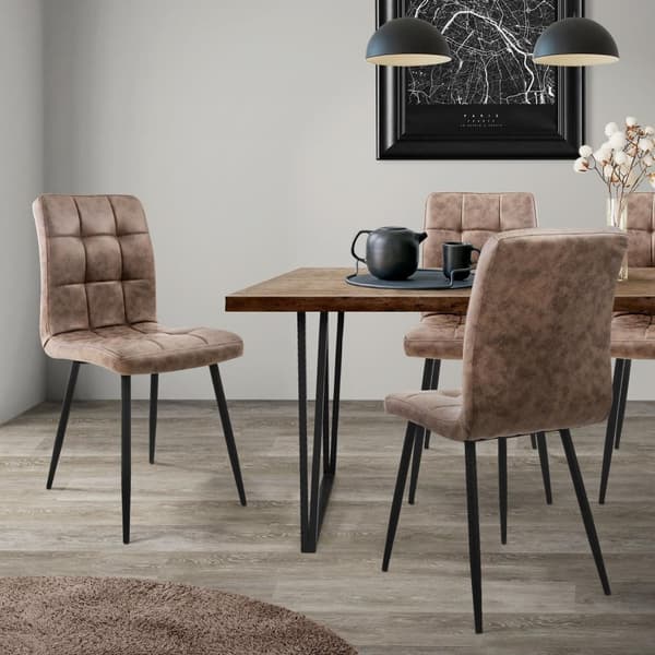Ruokailutuolin 4 kpl ruskea keinonahkaverhoilu metallijaloilla sis. kokoonpanomateriaalin ML-Design