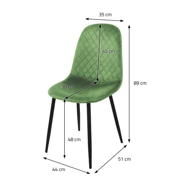 Matstol set om 4 salvia sammetsöverdrag med metallben inkl. monteringsmaterial ML-Design