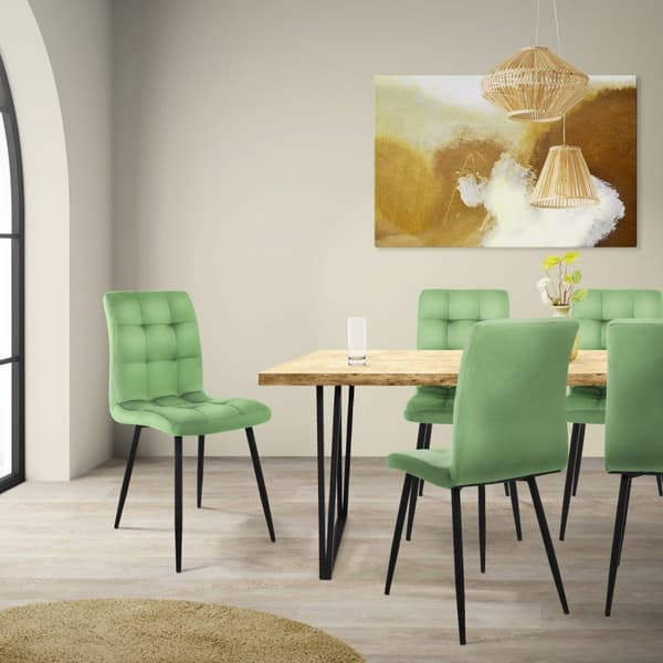Matstol set om 4 salvia sammetsöverdrag med metallben inkl. monteringsmaterial ML-Design