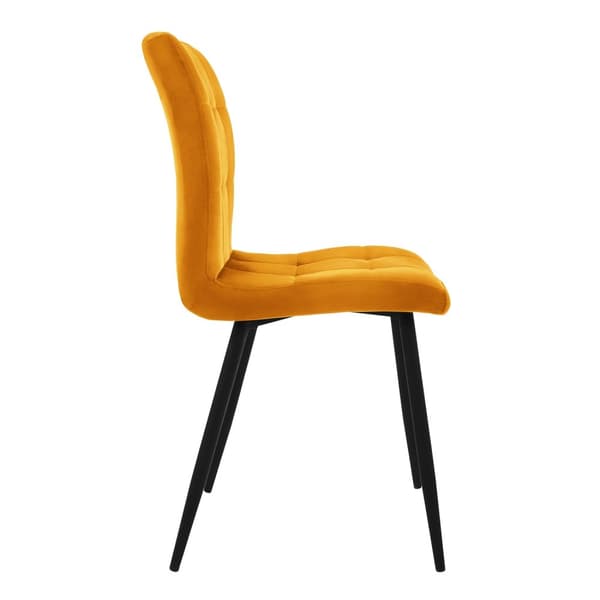 Ruokailutuolin 4 kpl sinapinkeltainen samettipäällysteinen setti metallijaloilla sis. kokoonpanomateriaalin ML-Design