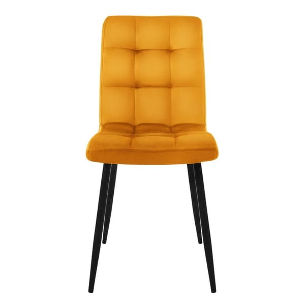 Ruokailutuolin 4 kpl sinapinkeltainen samettipäällysteinen setti metallijaloilla sis. kokoonpanomateriaalin ML-Design