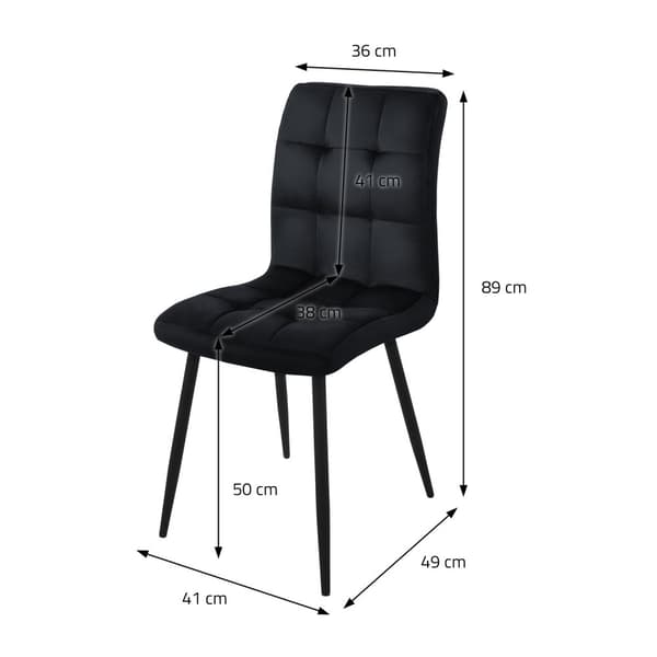 Matstol set om 4 svart sammetsklädsel med metallben inkl. montering material ML-Design