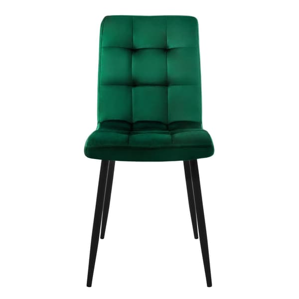 Matstol set om 4 mörkgrön sammetsklädsel med metallben inkl. montering material ML-Design