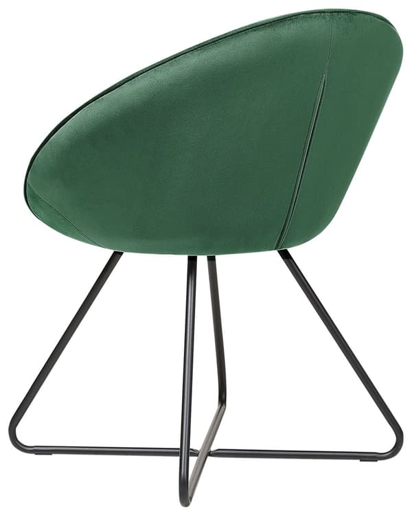 Grøn velourstol halvrundt sæde metalben polstring retro spisestue stil
