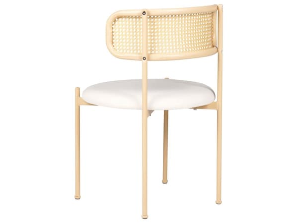 Uppsättning med 2 Matstolar Metallram i Ljust Trä Beige Tygsits Ryggstöd med Flätning Retro Sittmöbler Kök Matsal