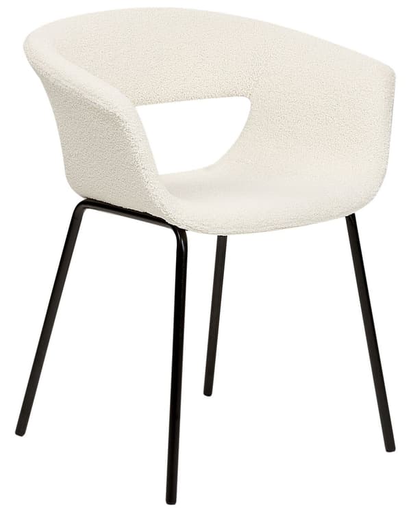 Set om 2 Matstolar Off-White Bouclé-klädsel Utan Armstöd Metallben för Matsal Kök