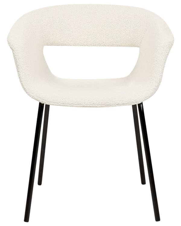 Set om 2 Matstolar Off-White Bouclé-klädsel Utan Armstöd Metallben för Matsal Kök