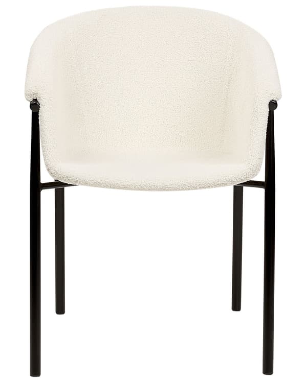 Set om 2 Matstolar Off-White Bouclé Klädsel Samtida Modern Design Matplats Kök