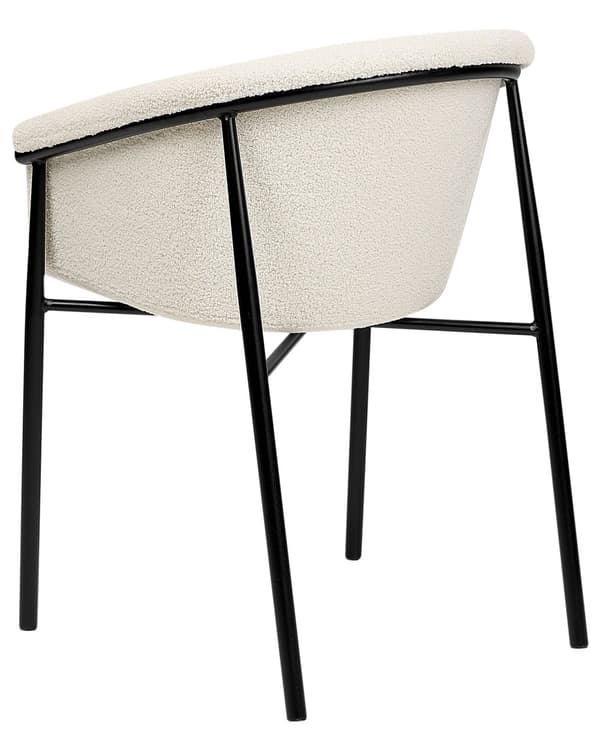 Set om 2 Matstolar Off-White Bouclé Klädsel Samtida Modern Design Matplats Kök