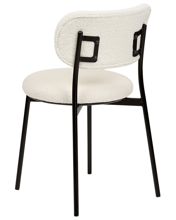 Set om 2 Matstolar Off-White Bouclé Utan Armstöd Metallben Retro-design Matsal Kök