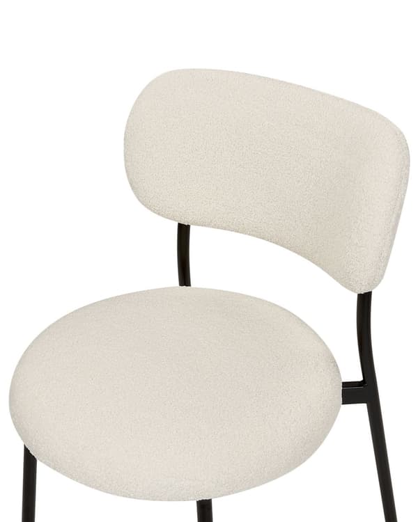 Set om 2 Matstolar Off-White Bouclé Utan Armstöd Metallben Retro-design Matsal Kök