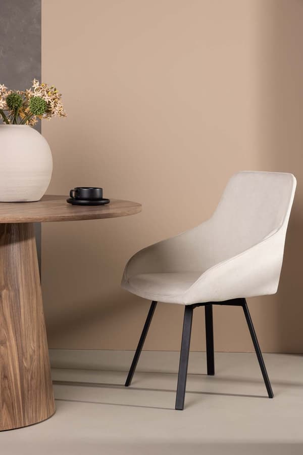 2 x Rosie spisestuestoler med armlener beige.