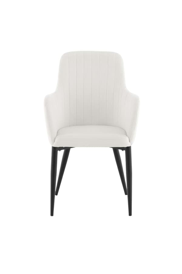 2 x Comfort spisestuestoler med armlener fløyel hvit.