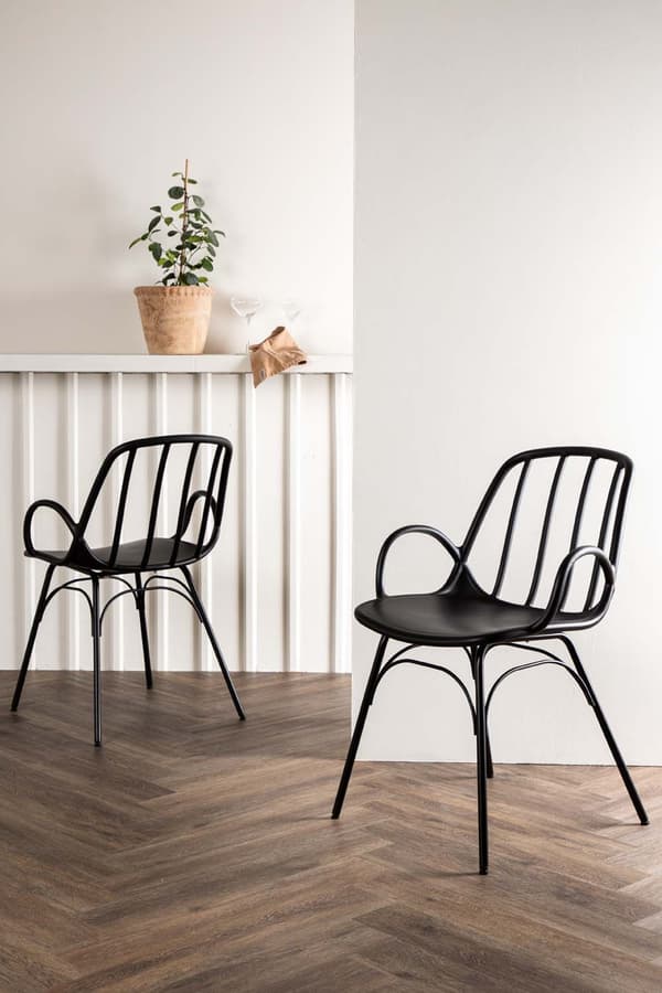2 x Dyrön matstol med armstöd svart.